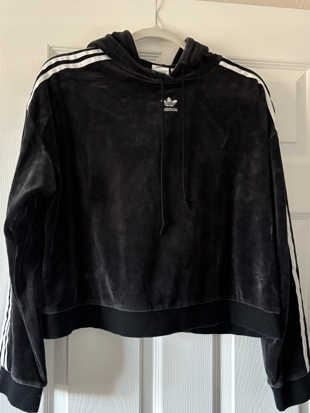 Adidas Originals Cropped Velour Hoodie